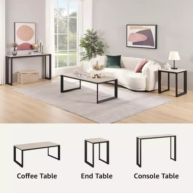 Table console Rosary Blenn 47, piétement triangulaire en métal