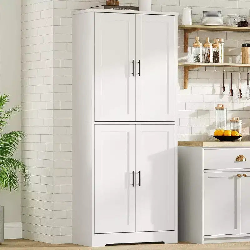 70 Tall Kitchen Pantry Cabinets with 2 Doors and 3 Adjustable Shelves, Freestanding Modern Storage Cabinet for Dining Room, Living Room