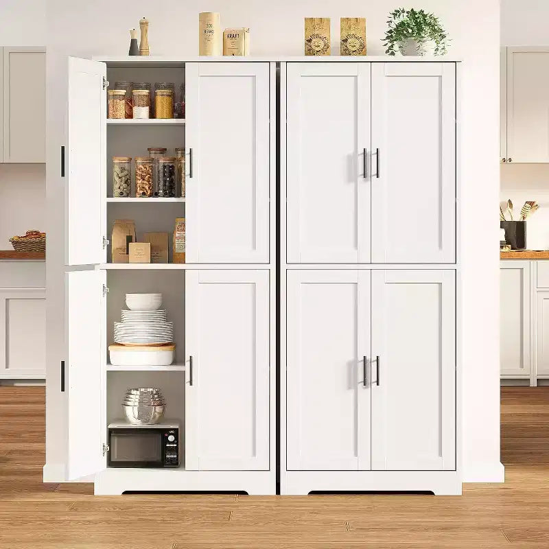 70 Tall Kitchen Pantry Cabinets with 2 Doors and 3 Adjustable Shelves, Freestanding Modern Storage Cabinet for Dining Room, Living Room