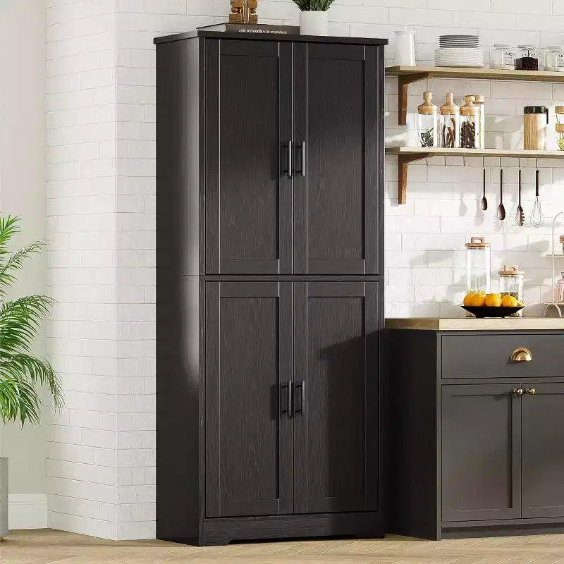 70 Tall Kitchen Pantry Cabinets with 2 Doors and 3 Adjustable Shelves, Freestanding Modern Storage Cabinet for Dining Room, Living Room