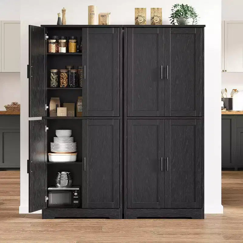 70 Tall Kitchen Pantry Cabinets with 2 Doors and 3 Adjustable Shelves, Freestanding Modern Storage Cabinet for Dining Room, Living Room