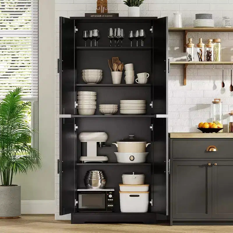 70 Tall Kitchen Pantry Cabinets with 2 Doors and 3 Adjustable Shelves, Freestanding Modern Storage Cabinet for Dining Room, Living Room