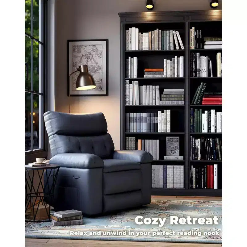Fauteuil inclinable pivotant surdimensionné à bascule large – Fauteuil inclinable manuel en cuir PU pour adultes, fauteuil paresseux confortable avec rembourrage éponge 1,5X et facile
