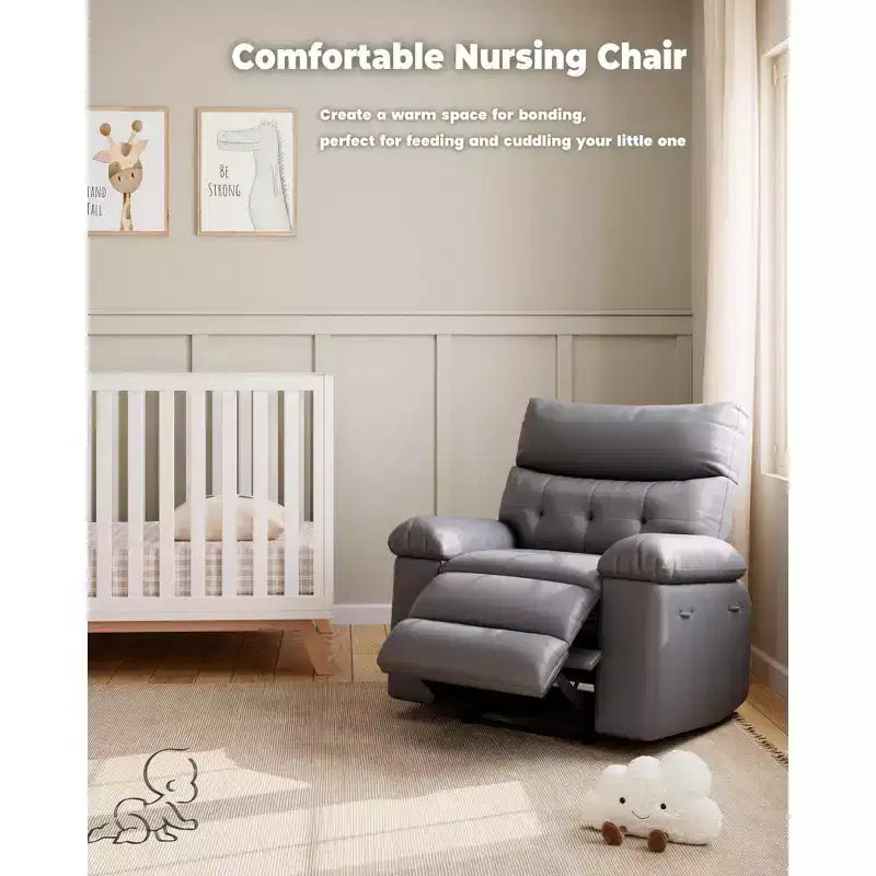 Fauteuil inclinable pivotant surdimensionné à bascule large – Fauteuil inclinable manuel en cuir PU pour adultes, fauteuil paresseux confortable avec rembourrage éponge 1,5X et facile