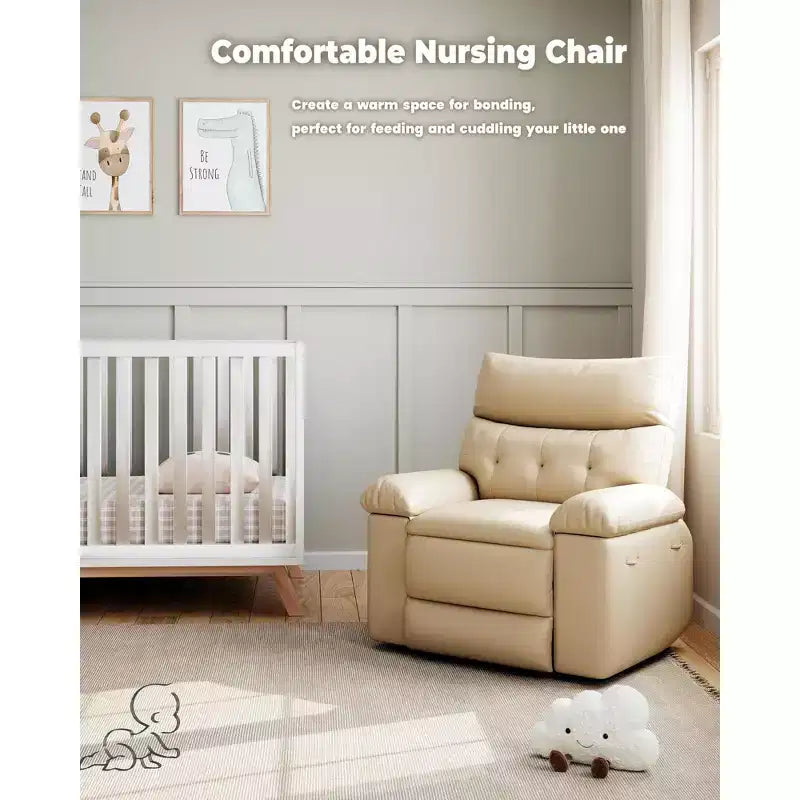 Fauteuil inclinable pivotant surdimensionné à bascule large – Fauteuil inclinable manuel en cuir PU pour adultes, fauteuil paresseux confortable avec rembourrage éponge 1,5X et facile