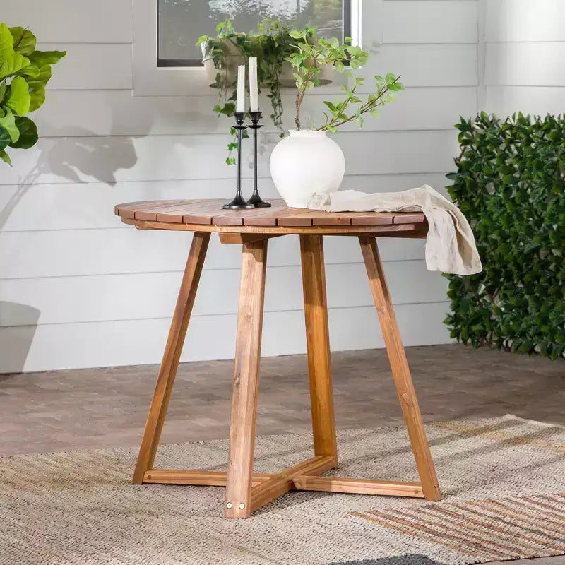 Okak Modern Wood Curved X-Base Round Dining Table Minimalist Style Ready-to-Assemble
