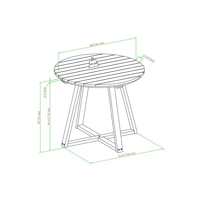 Okak Modern Wood Curved X-Base Round Dining Table Minimalist Style Ready-to-Assemble