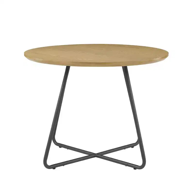 Okak Modern Wood Curved X-Base Round Dining Table Minimalist Style Ready-to-Assemble