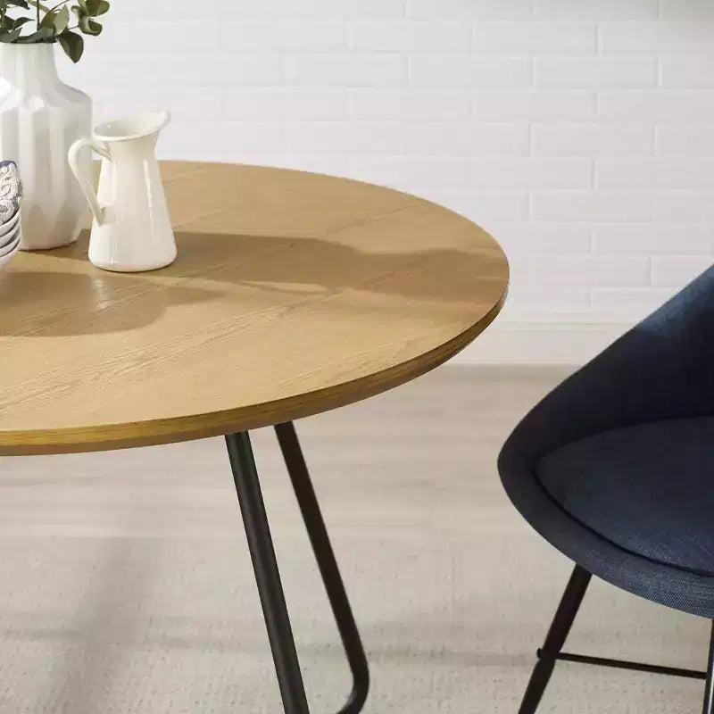 Okak Modern Wood Curved X-Base Round Dining Table Minimalist Style Ready-to-Assemble