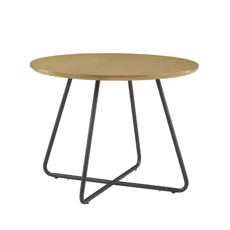 Okak Modern Wood Curved X-Base Round Dining Table Minimalist Style Ready-to-Assemble
