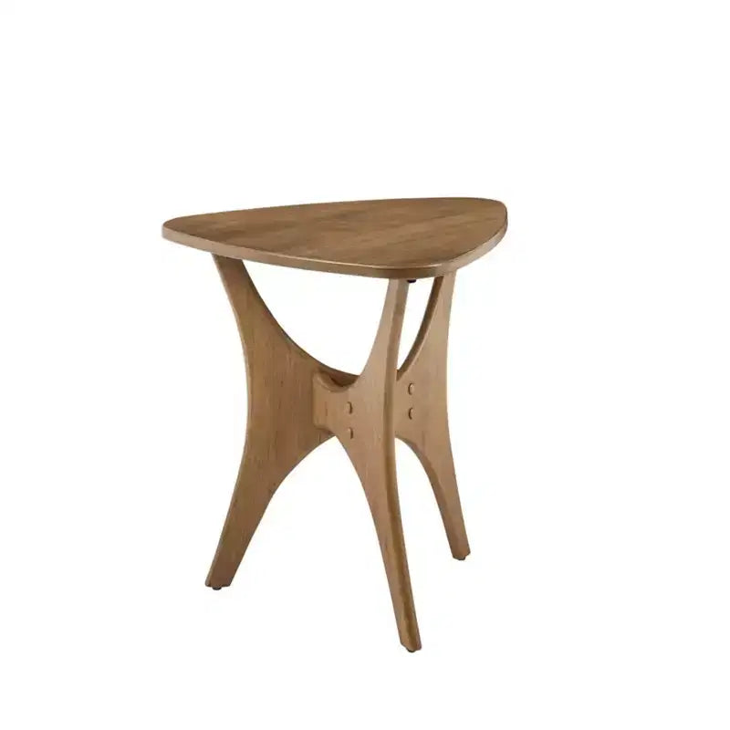 Okak 21W/40W Unique Triangle Coffee Table with Wood Veneer Top Cottage Style Side Table for Small Spaces(Set of 1 or 2)