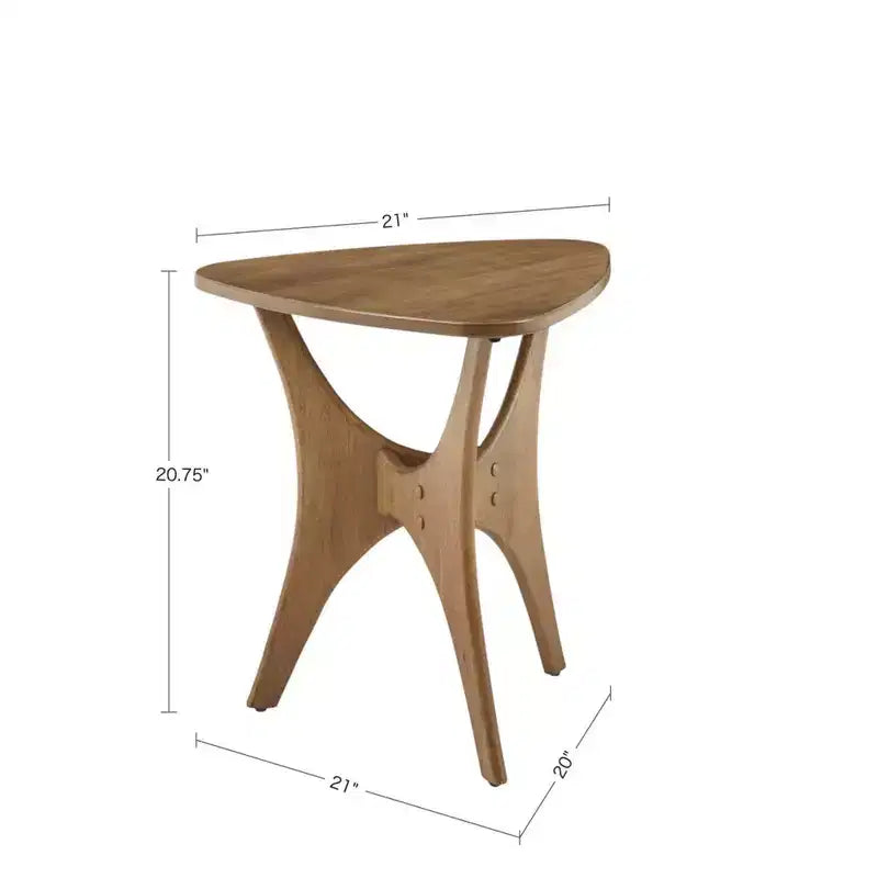 Okak 21W/40W Unique Triangle Coffee Table with Wood Veneer Top Cottage Style Side Table for Small Spaces(Set of 1 or 2)