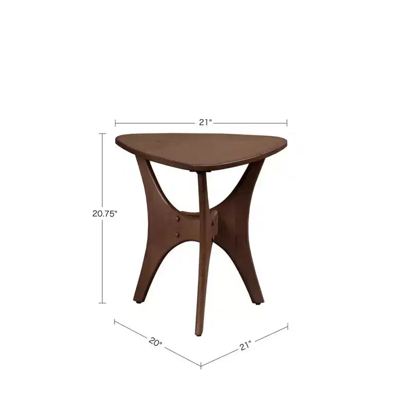 Okak 21W/40W Unique Triangle Coffee Table with Wood Veneer Top Cottage Style Side Table for Small Spaces(Set of 1 or 2)
