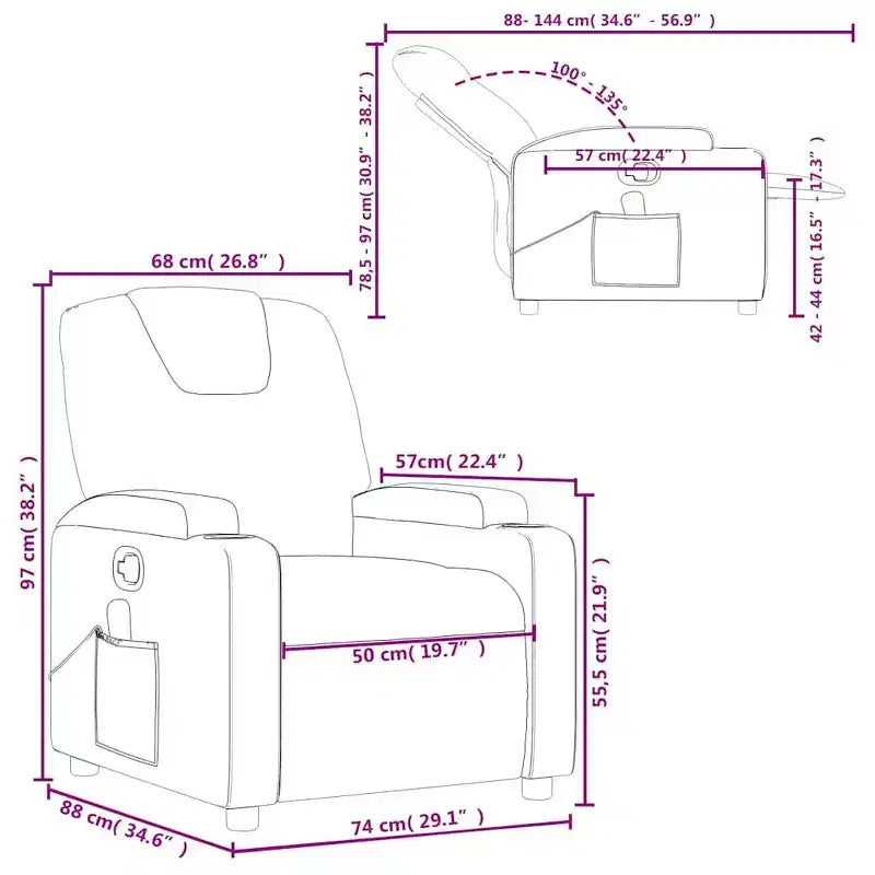 vidaXL Massage Recliner Chair with 6-Point Vibration, Adjustable - Light Gray
