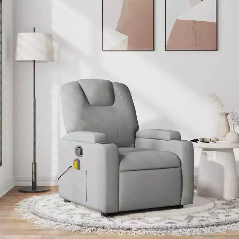 vidaXL Massage Recliner Chair with 6-Point Vibration, Adjustable - Light Gray