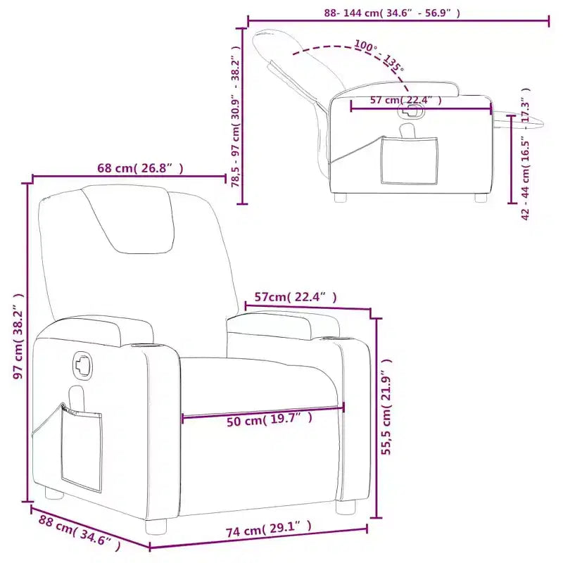 vidaXL Massage Recliner Chair with 6-Point Vibration, Adjustable - Light Gray