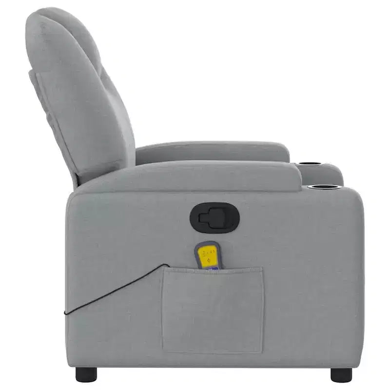 vidaXL Massage Recliner Chair with 6-Point Vibration, Adjustable - Light Gray