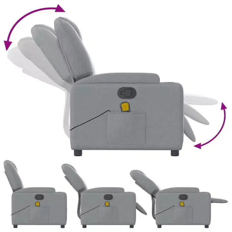 vidaXL Massage Recliner Chair with 6-Point Vibration, Adjustable - Light Gray
