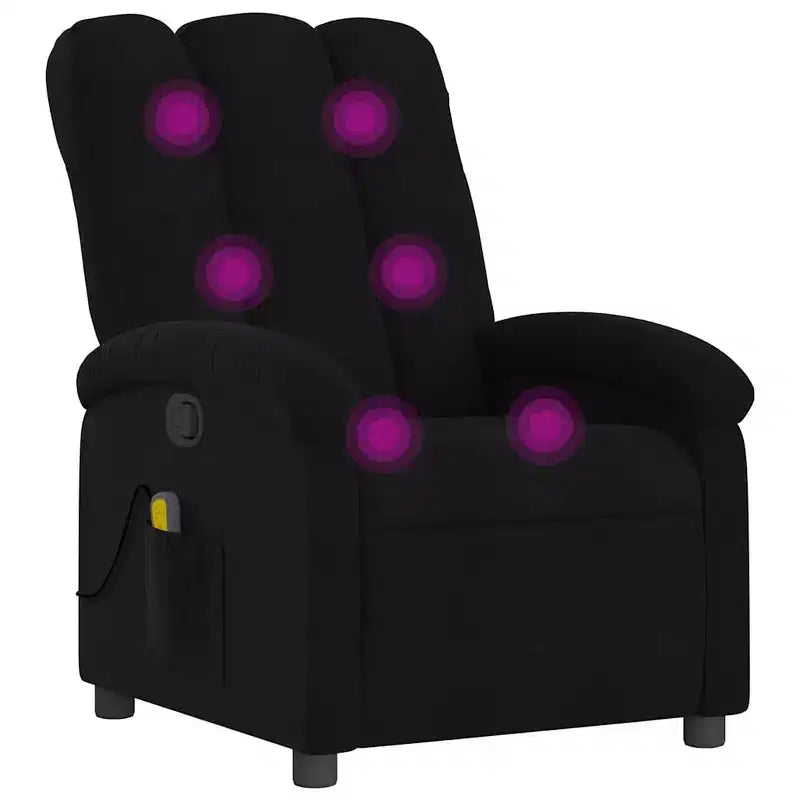 vidaXL Massage Recliner Chair, Adjustable Backrest/Footrest - Black