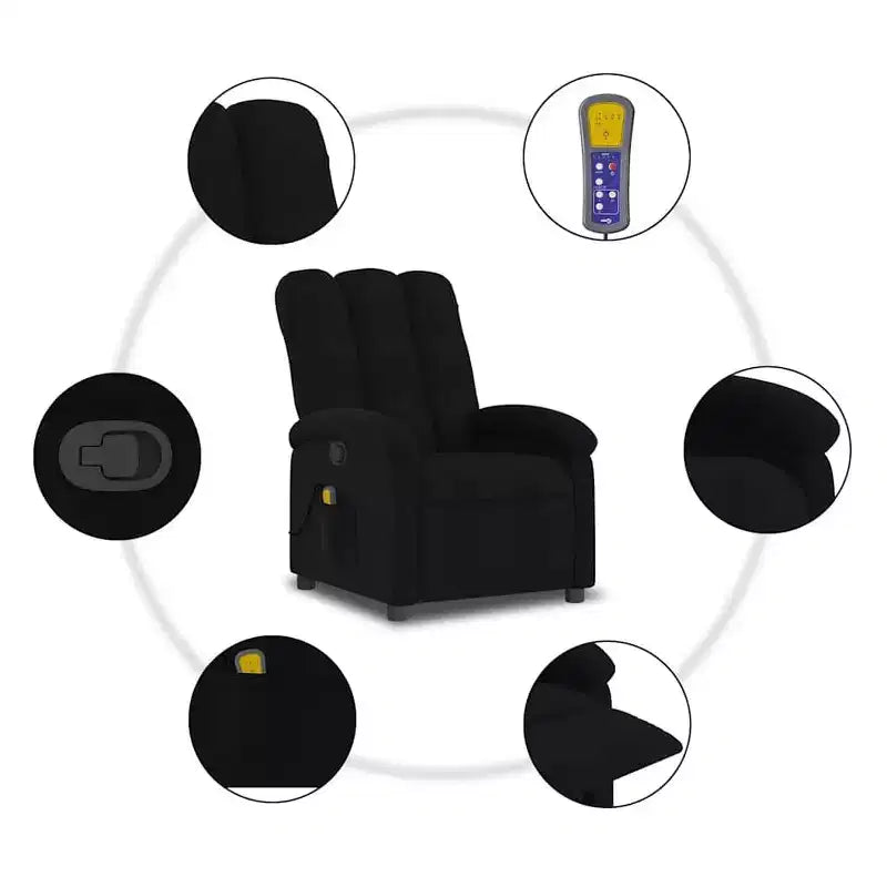 Fauteuil inclinable de massage vidaXL, dossier/repose-pieds réglable - Noir