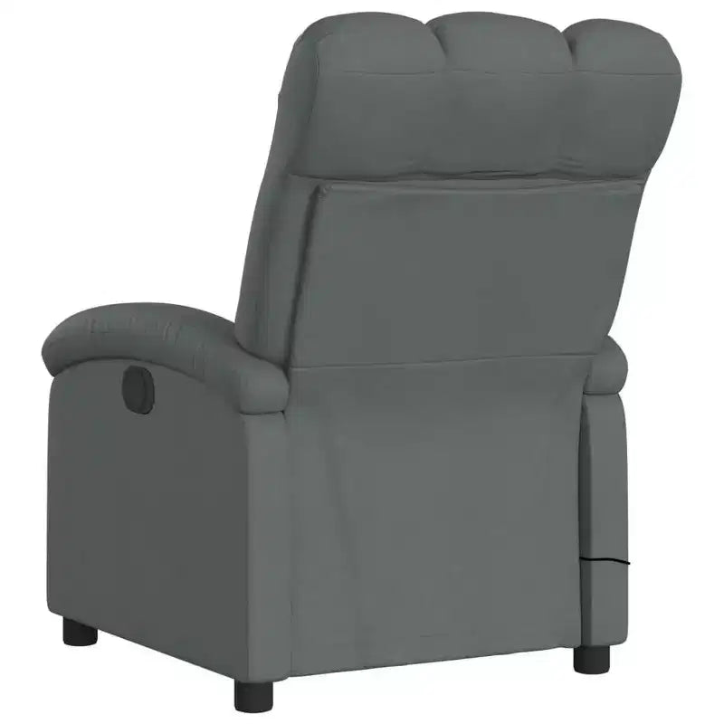 vidaXL Massage Recliner Chair Dark Gray Polyester - Manual Push Back With Massage