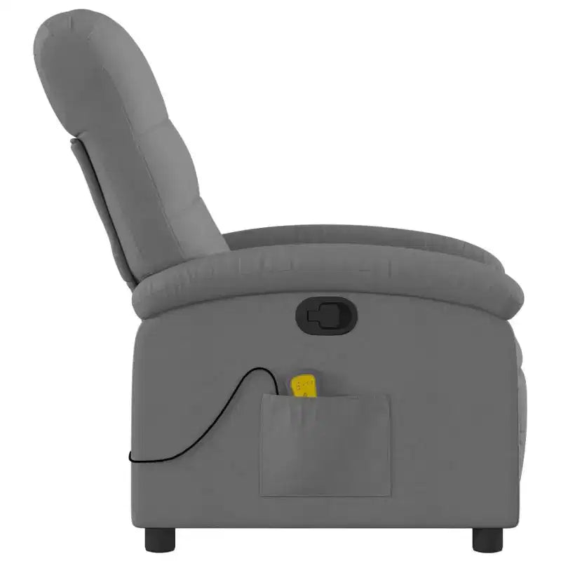 vidaXL Massage Recliner Chair Dark Gray Polyester - Manual Push Back With Massage