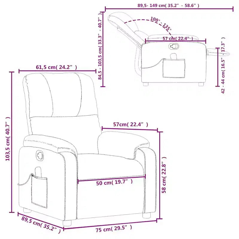 vidaXL Massage Recliner Chair - Brown Microfiber Lounger with Manual Recline, Vibration Massage, Comfort Padding and Side Pocket