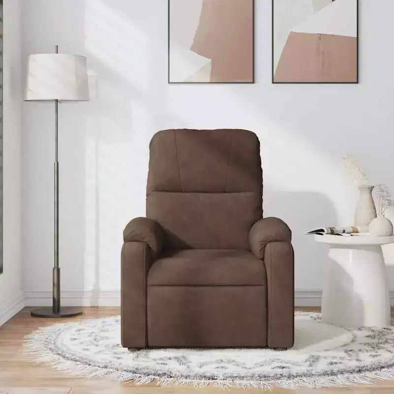 vidaXL Massage Recliner Chair - Brown Microfiber Lounger with Manual Recline, Vibration Massage, Comfort Padding and Side Pocket