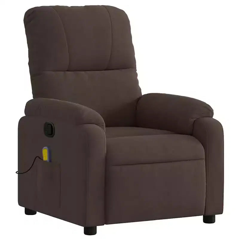 vidaXL Massage Recliner Chair - Brown Microfiber Lounger with Manual Recline, Vibration Massage, Comfort Padding and Side Pocket