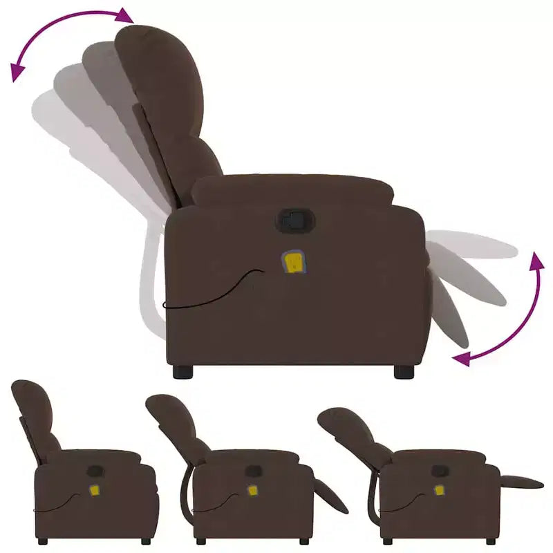 vidaXL Massage Recliner Chair - Brown Microfiber Lounger with Manual Recline, Vibration Massage, Comfort Padding and Side Pocket