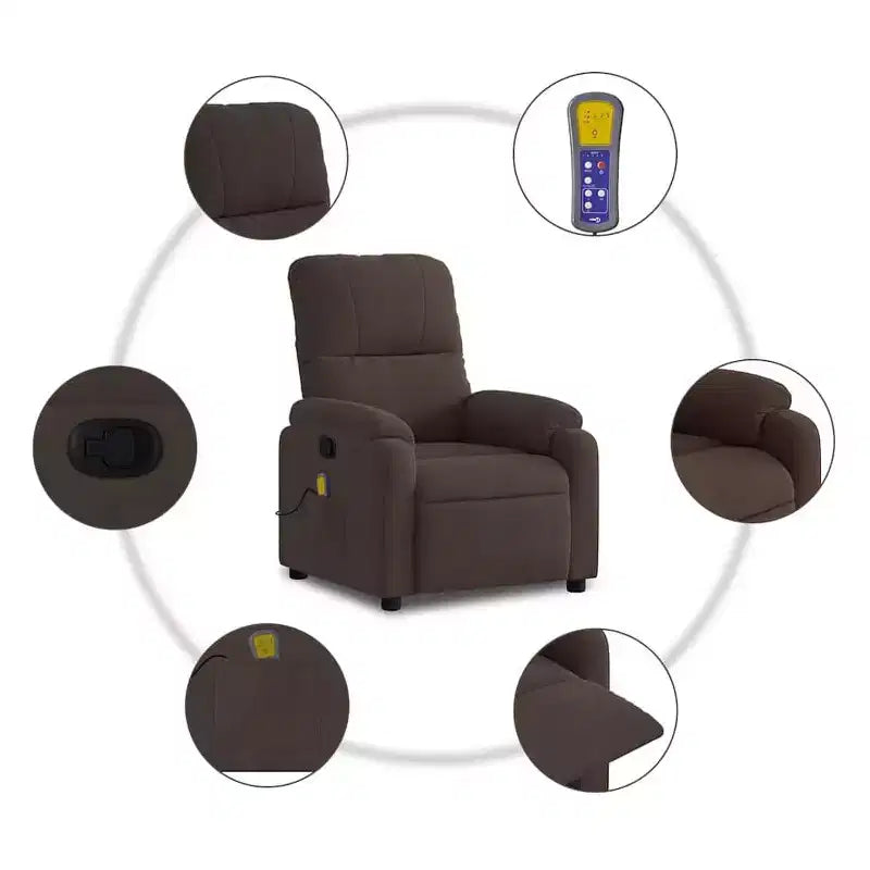 vidaXL Massage Recliner Chair - Brown Microfiber Lounger with Manual Recline, Vibration Massage, Comfort Padding and Side Pocket