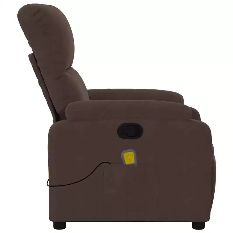 vidaXL Massage Recliner Chair - Brown Microfiber Lounger with Manual Recline, Vibration Massage, Comfort Padding and Side Pocket
