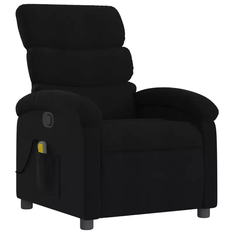 vidaXL Black Fabric Massage Recliner Chair - Adjustable Lounge Armchair for Elderly with Vibration, Manual Recline, Padded Comfort