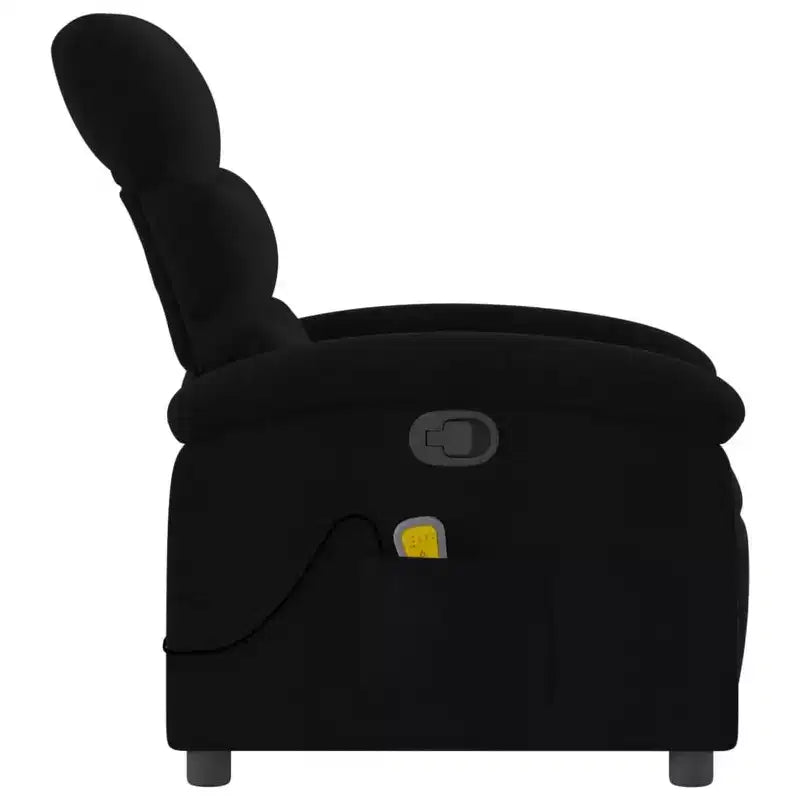 vidaXL Black Fabric Massage Recliner Chair - Adjustable Lounge Armchair for Elderly with Vibration, Manual Recline, Padded Comfort