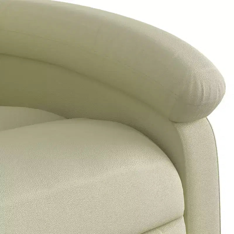 vidaXL Cream Electric Recliner Chair - Real Leather, Motorized Backrest/Footrest, Wood/Metal Frame, Foam Padded, Elderly-Friendly Armchair.