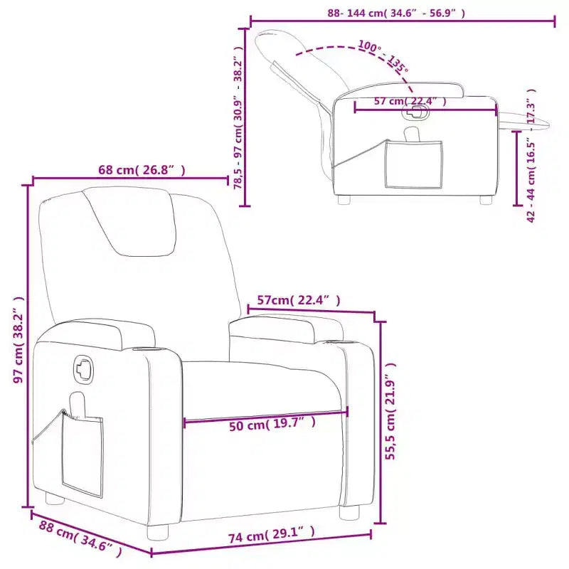 vidaXL Cream Faux Leather Massage Recliner Chair - Reclining Armchair for Elderly with Vibration Function, Cup Holders, Manual Tilt