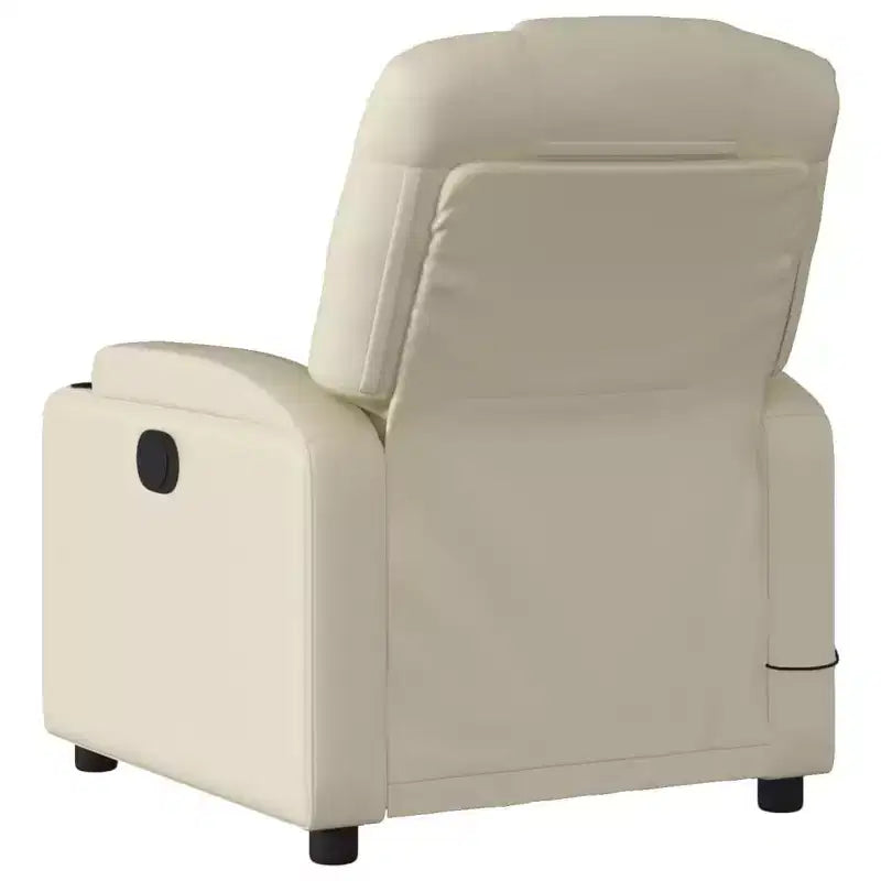 vidaXL Cream Faux Leather Massage Recliner Chair - Reclining Armchair for Elderly with Vibration Function, Cup Holders, Manual Tilt