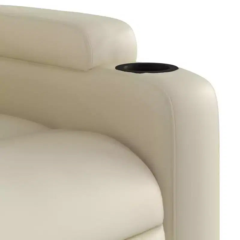 vidaXL Cream Faux Leather Massage Recliner Chair - Reclining Armchair for Elderly with Vibration Function, Cup Holders, Manual Tilt