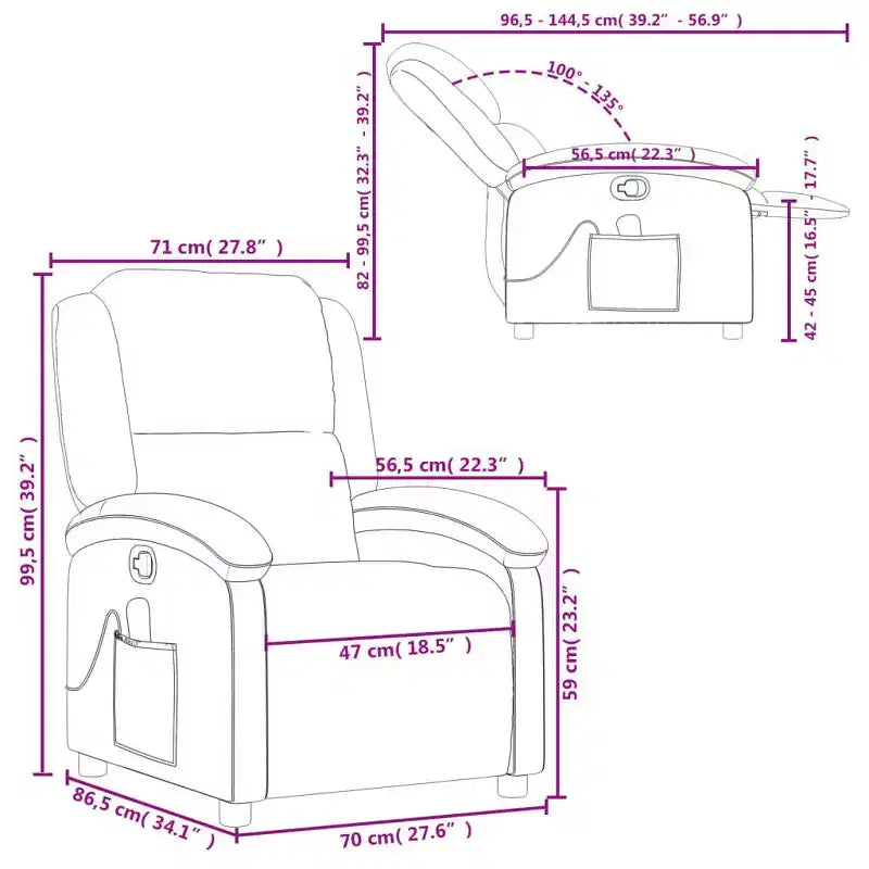 vidaXL Grey Massage Recliner Chair