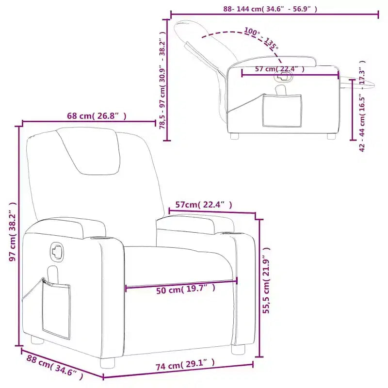 vidaXL Light Gray Fabric Massage Recliner Chair - Manual Recline, Vibration Massage, Plush Comfort with Cup Holders & Storage Side Pocket