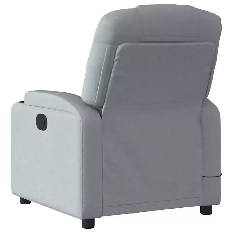 vidaXL Light Gray Fabric Massage Recliner Chair - Manual Recline, Vibration Massage, Plush Comfort with Cup Holders & Storage Side Pocket