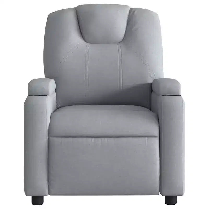 vidaXL Light Gray Fabric Massage Recliner Chair - Manual Recline, Vibration Massage, Plush Comfort with Cup Holders & Storage Side Pocket