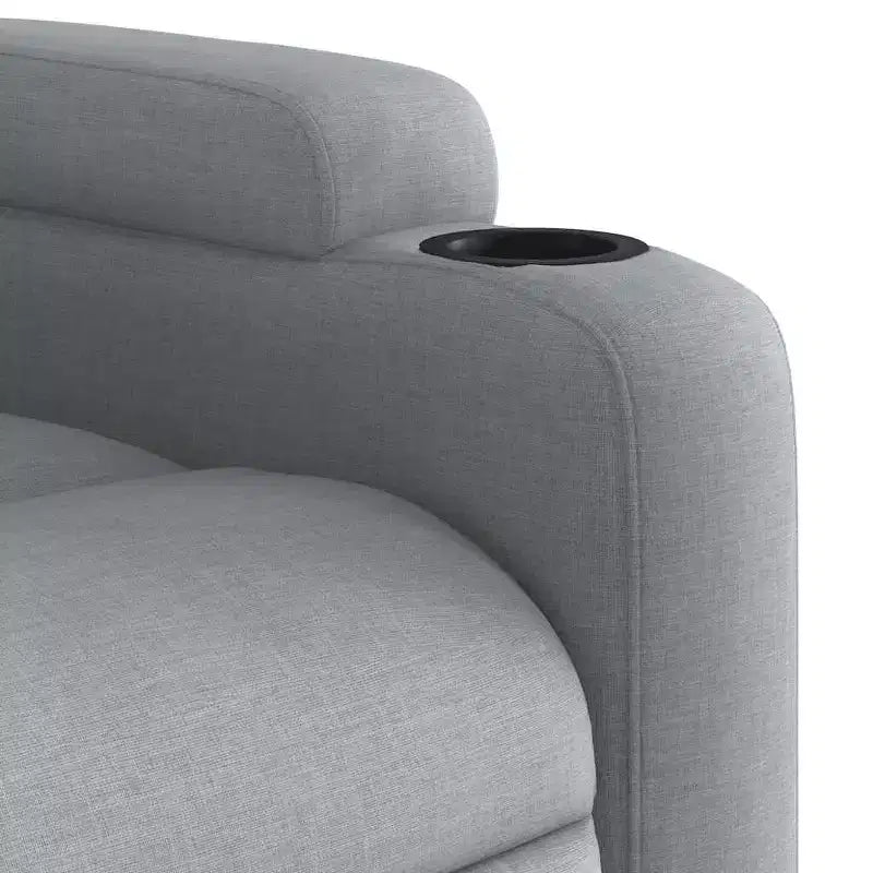vidaXL Light Gray Fabric Massage Recliner Chair - Manual Recline, Vibration Massage, Plush Comfort with Cup Holders & Storage Side Pocket