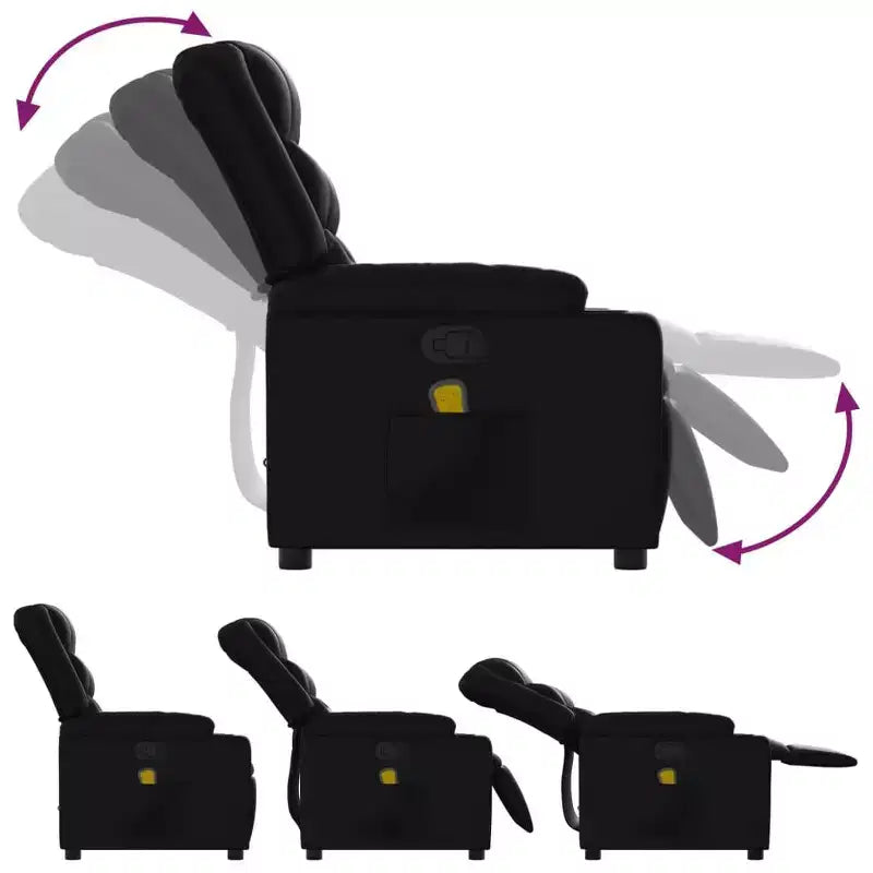 vidaXL Massage Recliner Chair Black - Manual Push Back