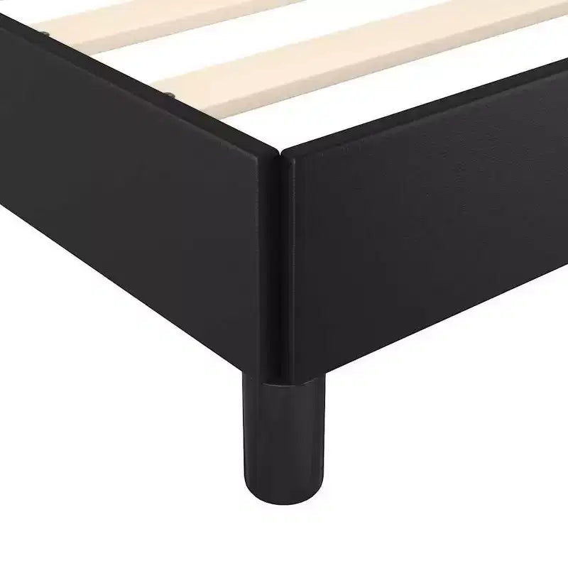 vidaXL Cadre de lit Queen, Cadre de lit plateforme rembourré en similicuir, Noir, Matelas non inclus