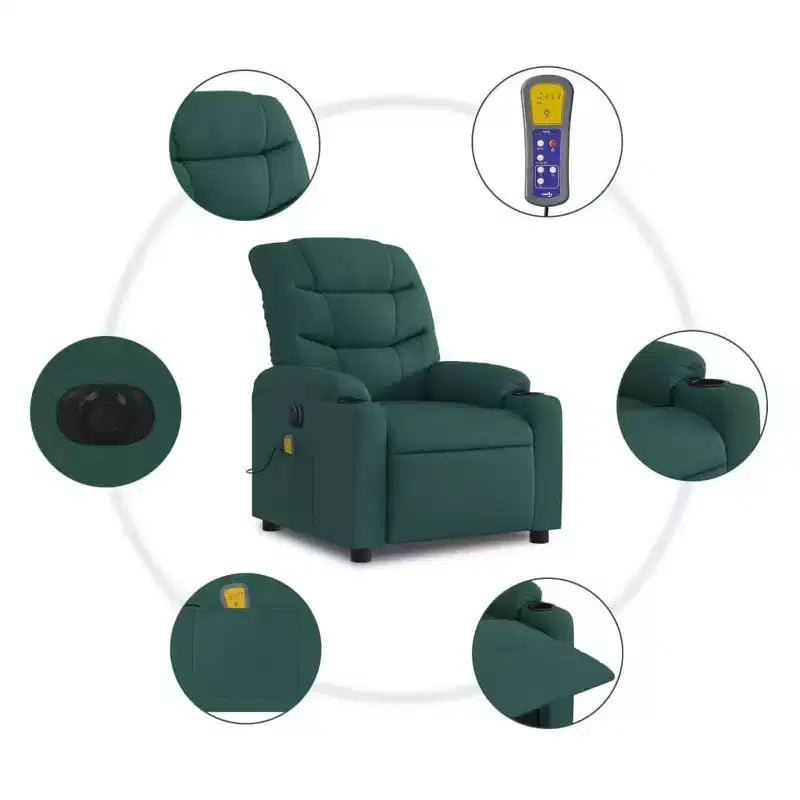 vidaXL Electric Massage Recliner Chair Dark Green