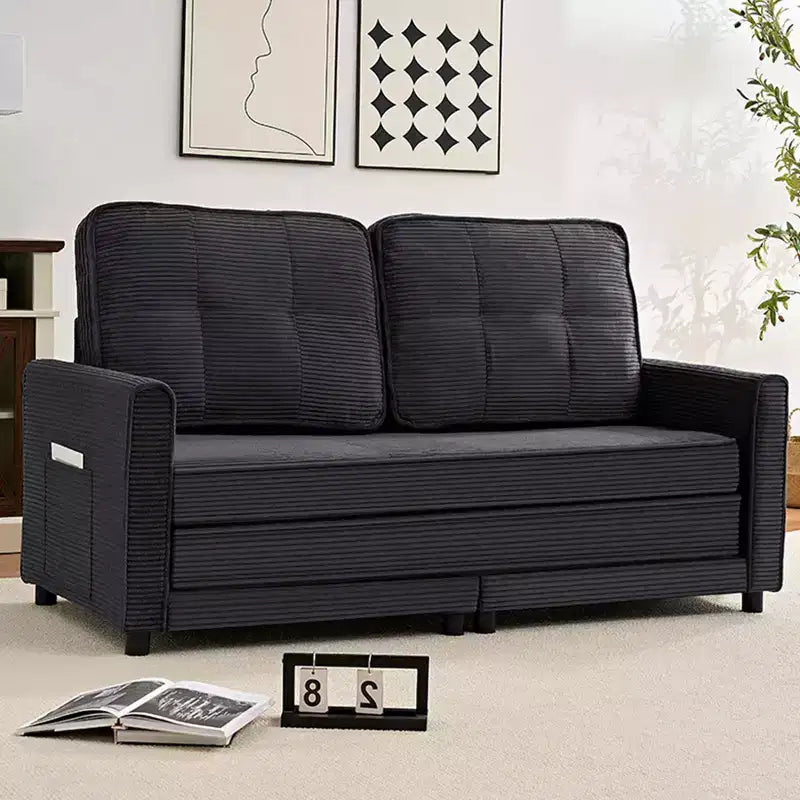 Mjkone 3-in-1 Convertible Futon Sofa Bed, Foldable Tufted Loveseat Sleeper Sofa with Side Pockets,Space-Saving