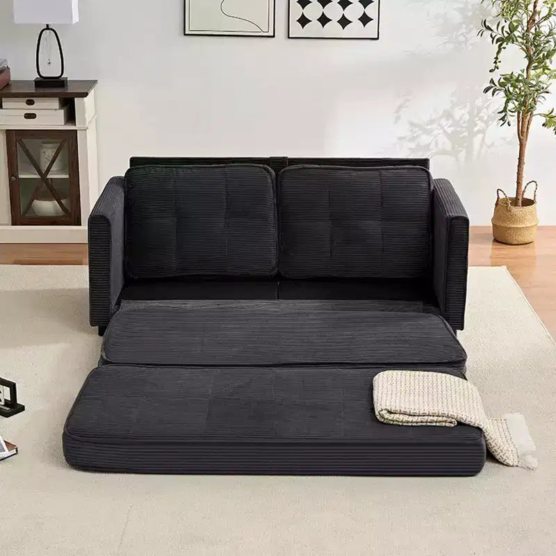 Mjkone 3-in-1 Convertible Futon Sofa Bed, Foldable Tufted Loveseat Sleeper Sofa with Side Pockets,Space-Saving