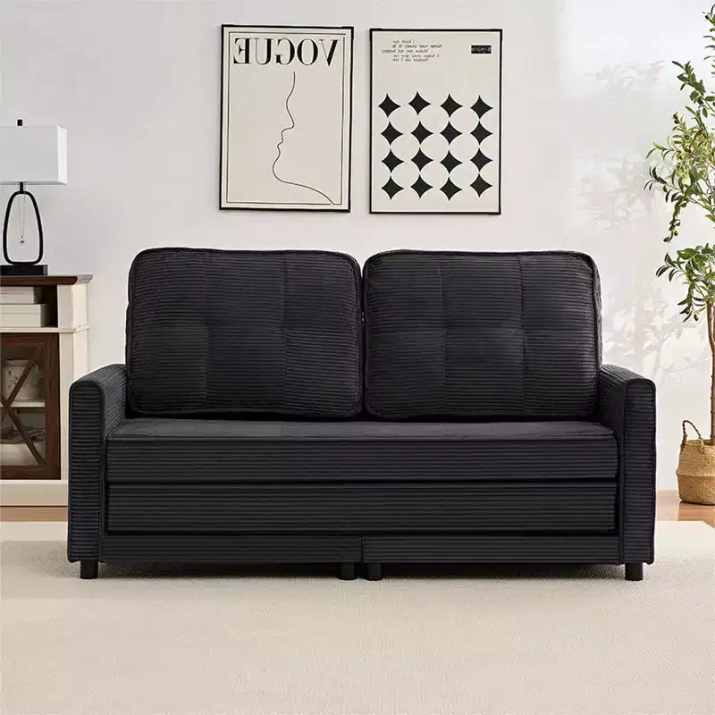 Mjkone 3-in-1 Convertible Futon Sofa Bed, Foldable Tufted Loveseat Sleeper Sofa with Side Pockets,Space-Saving