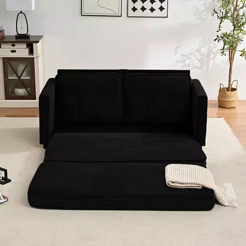 Mjkone 3-in-1 Convertible Futon Sofa Bed, Foldable Tufted Loveseat Sleeper Sofa with Side Pockets,Space-Saving